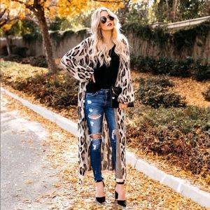 Vici savanna pocketed leopard duster cardigan
